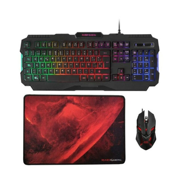 Keyboard with Gaming Mouse Mars Gaming MCP118 Black Spanish Qwerty QWERTY