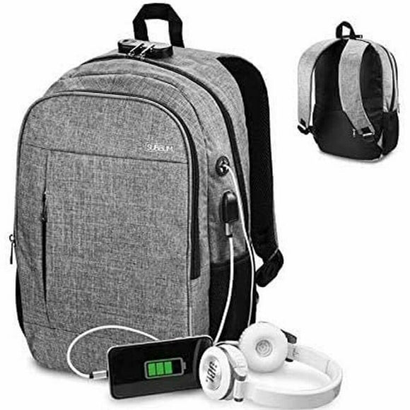 Rucksack for Laptop and Tablet with USB Output Subblim SUB-BP-1UL0001 Grey