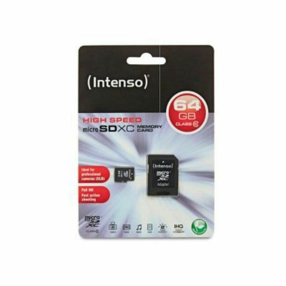 Micro SD Memory Card with Adaptor INTENSO 64GB MicroSDHC 64 GB 64 GB