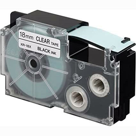 Laminated Tape for Labelling Machines Casio XR-18X Transparent Black