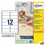 Printer Labels Avery L4743REV White 25 Sheets 99,1 x 42,3 mm (5 Units)