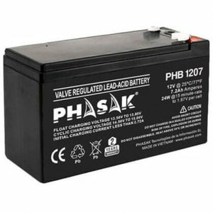 Battery for Uninterruptible Power Supply System UPS Phasak PHB 1207 12 V