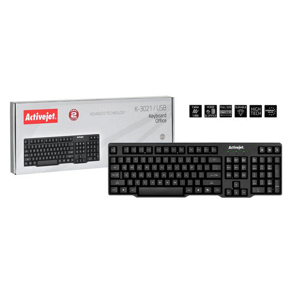 Keyboard Activejet K-3021 Black QWERTY