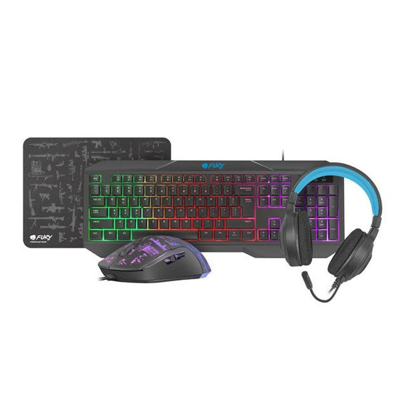 Keyboard and Mouse Natec NFU-1674 Qwerty US Black RGB