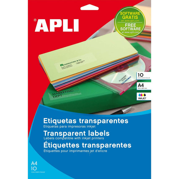 Adhesive labels Apli Transparent 10 Sheets 48,5 x 25,4 mm