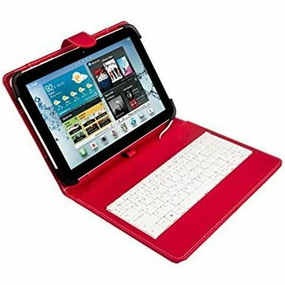 Case for Tablet and Keyboard Silver Electronics 111916140199 Red Spanish Qwerty 9
