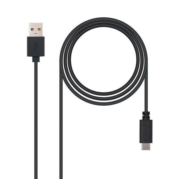 USB A to USB-C Cable NANOCABLE USB 2.0, 0.5m Black 50 cm