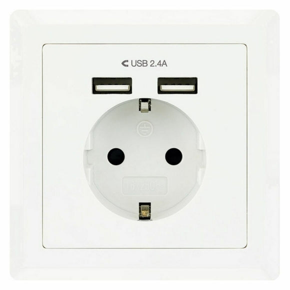 Wall Plug with 2 USB Ports TooQ 10.35.0010 5V/2.4A White 2,4 A