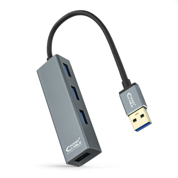 4-Port USB Hub NANOCABLE 10.16.4402 USB 3.0 Grey