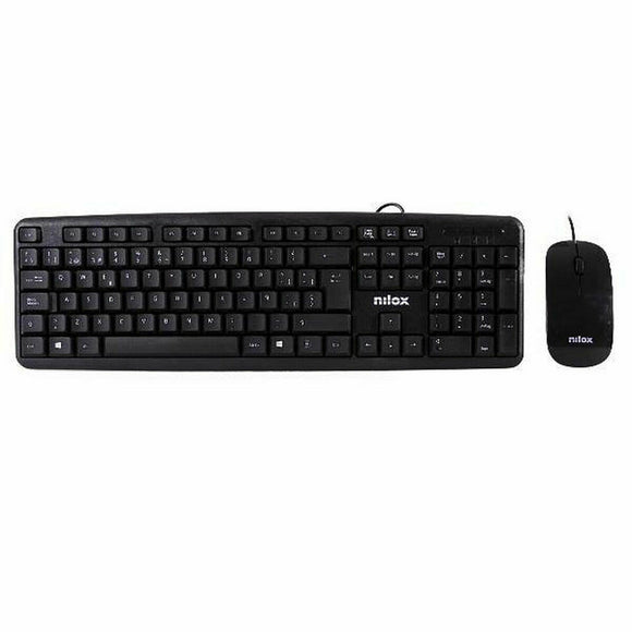 Keyboard and Mouse Nilox COMBO USB NILOX - TECLADO + RATÓN FLAT Black Spanish Qwerty QWERTY