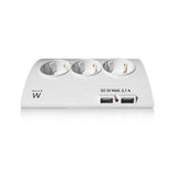 Power Socket - 5 sockets with Switch Ewent EW3932 1,5 m 2 x USB 2,1 A 2500W White